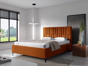 Miniaturka 4 - Pomarańczowe łóżko z wyrazistym zagłówkiem i prostymi nóżkami