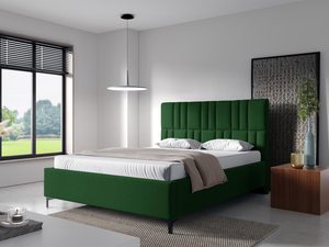 Miniaturka 3 - Zielone łóżko z wysokim zagłówkiem i białym materacem