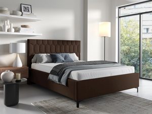 Miniaturka 3 - Łóżko tapicerowane w kolorze brązowym z prostym zagłówkiem – eleganckie łóżko do sypialni, idealne do klasycznych wnętrz.