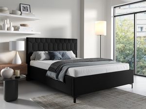 Miniaturka 5 - Łóżko tapicerowane z pikowanym zagłówkiem w kolorze czarnym – klasyczne łóżko do sypialni, idealne do eleganckich, nowoczesnych wnętrz.