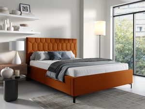 Miniaturka 4 - Łóżko tapicerowane z pikowanym zagłówkiem w kolorze pomarańczowym
