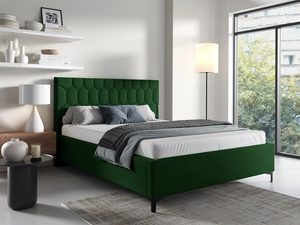 Miniaturka 2 - Łóżko tapicerowane z pikowanym zagłówkiem w kolorze zielonym – nowoczesne łóżko do sypialni, idealne do odważnych aranżacji.