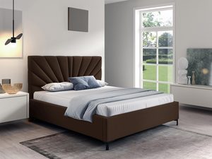 Miniaturka 4 - Łóżko tapicerowane w kolorze brązowym z dekoracyjnym zagłówkiem – klasyczne łóżko do sypialni, które wprowadza ciepło do wnętrza.