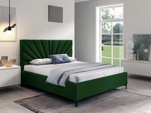 Miniaturka 2 - Łóżko tapicerowane w kolorze zielonym z pikowanym zagłówkiem – luksusowe łóżko do sypialni, idealne do stylowych wnętrz.