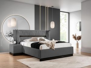 Miniaturka 18 - Grafitowe łóżko z pionowymi przeszyciami i jasnym tłem