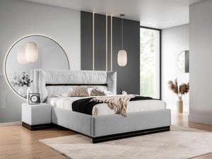 Miniaturka 19 - Szare łóżko z przeszyciami i nowoczesnym wystrojem wnętrza