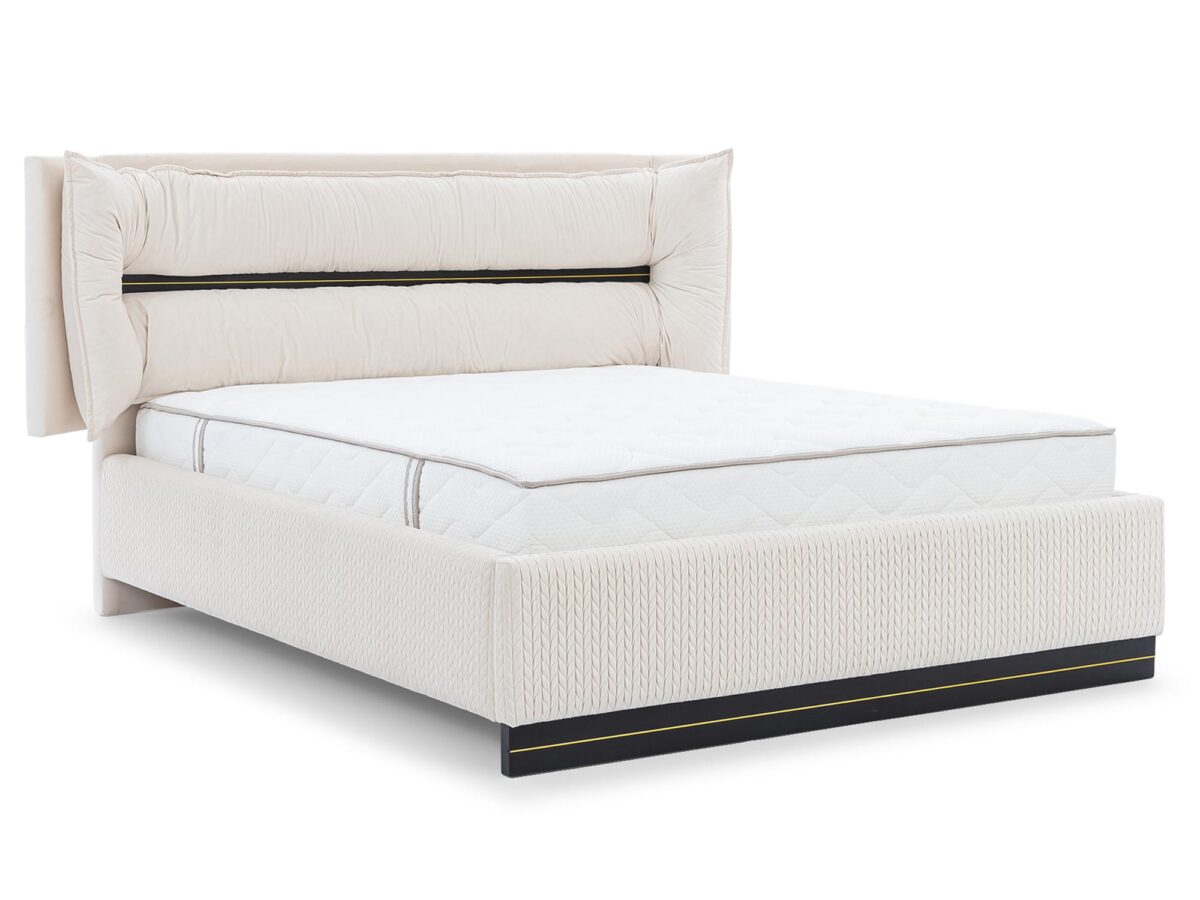 Łóżko Tapicerowane z Dekoracyjnym Zagłówkiem CARMELLO