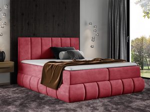 Miniaturka 3 - Czerwone łóżko tapicerowane z wysokim zagłówkiem