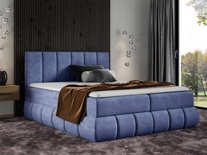Miniaturka 5 - Łóżko tapicerowane, w kolorze niebieskim, styl glamour