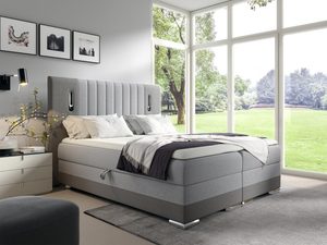 Miniaturka 4 - Szare łóżko z kontrastową lamówką i srebnym dekorem