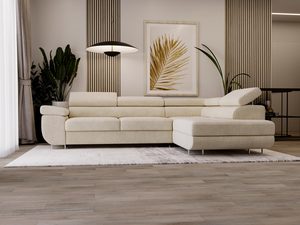 Miniaturka 39 - Narożna sofa w kolorze taupe z wyciąganym schowkiem