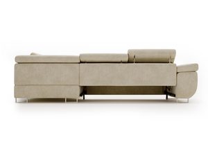 Miniaturka 23 - Beżowa sofa narożna z funkcją przechowywania i gładką tapicerką