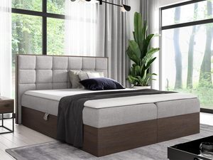 Miniaturka 18 - Jasnoszare łóżko z orzechowym akcentem i ozdobnym wezgłowiem