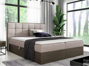 Miniaturka 15 - Tapicerowane łóżko różowe z kontrastową podstawą i ozdobnym pledem