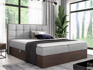 Miniaturka 16 - Łóżko z niskim szarym zagłówkiem i ciemną podstawą