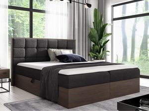 Miniaturka 12 - Ciemne łóżko z klasycznym wezgłowiem i tapicerowaną podstawą