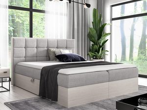 Miniaturka 16 - Jasnoszare łóżko z pikowanym zagłówkiem i pojemną bazą