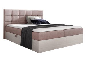 Miniaturka 4 - Różowe łóżko kontynentalne z drewnianą podstawą