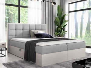 Miniaturka 14 - Szare łóżko z eleganckim wezgłowiem i białą pościelą