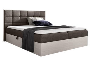 Miniaturka 1 - Łóżko z brązowym zagłówkiem i kremową podstawą w stylu nowoczesnym