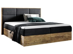 Miniaturka 8 - Nowoczesne łóżko z czarnym zagłówkiem i ramą z drewna