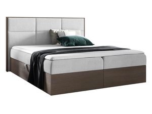 Miniaturka 6 - Szaro-białe łóżko w stylu hotelowym z niskim zagłówkiem