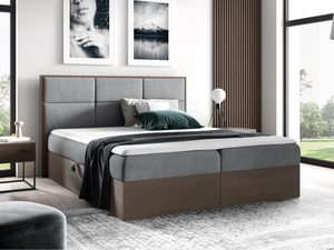 Miniaturka 15 - Ciemne łóżko z pionowymi przeszyciami i stonowaną ramą