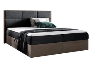 Miniaturka 2 - Czarno-brązowe łóżko z eleganckim wykończeniem i prostym zagłówkiem