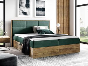 Miniaturka 11 - Stylowe łóżko do sypialni z tapicerowanym frontem i naturalnym drewnem