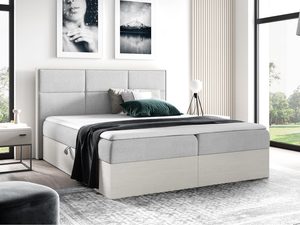 Miniaturka 11 - Szare łóżko z przeszywanym zagłówkiem i kontrastową podstawą