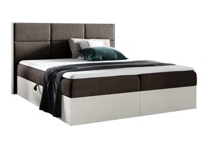 Miniaturka 1 - Czekoladowe łóżko z jasną podstawą i symetrycznym zagłówkiem