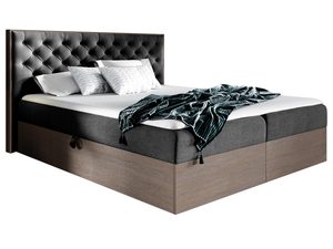 Miniaturka 1 - Czarne łóżko w stylu loft z szufladą i przeszywanym zagłówkiem