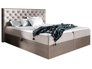 Miniaturka 5 - Beżowe łóżko z pikowanym zagłówkiem w stylu klasycznym