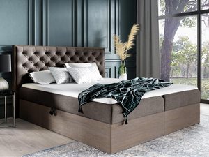 Miniaturka 8 - Łóżko w odcieniu taupe z eleganckim pikowaniem i miękkim zagłówkiem