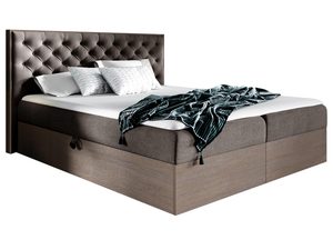 Miniaturka 2 - Łóżko brązowe z przeszywanym wezgłowiem i dekoracyjnym pledem