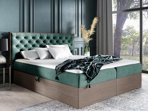 Miniaturka 9 - Klasyczne łóżko z zagłówkiem typu chesterfield i ciemną podstawą