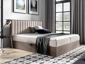 Miniaturka 5 - Tapicerowane łóżko w kolorze latte z delikatnym przeszyciem