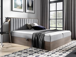 Miniaturka 7 - Klasyczne łóżko z szarym zagłówkiem i prostą, funkcjonalną bazą