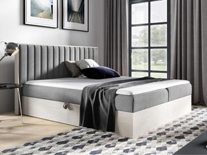 Miniaturka 8 - Szare łóżko z wysokim wezgłowiem w stylu skandynawskim