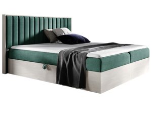 Miniaturka 1 - Tapicerowane łóżko w stylu loftowym z zielonym wezgłowiem i szufladą