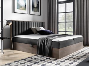 Miniaturka 8 - Czarne łóżko z prostą formą i miękkim zagłówkiem