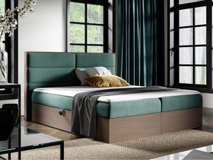 Miniaturka 7 - Zielone łóżko tapicerowane z niskim zagłówkiem i szufladą na pościel