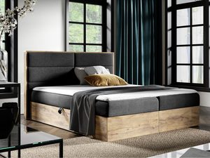 Miniaturka 3 - Czarne łóżko loftowe z szufladami i pikowanym zagłówkiem