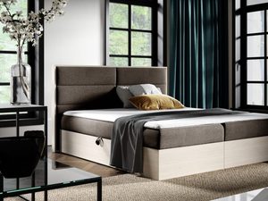 Miniaturka 3 - Ciemnobrązowe łóżko z nowoczesnym pikowaniem i pojemnikiem