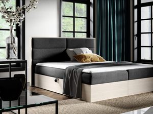 Miniaturka 4 - Ciemnobrązowe łóżko z nowoczesnym pikowaniem i szufladą