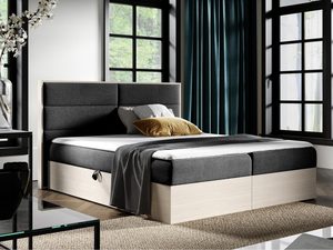 Miniaturka 10 - Czarne łóżko z nowoczesną ramą i miękką tkaniną w stylu loft