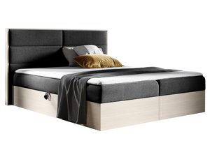 Miniaturka 1 - Czarne łóżko z nowoczesną ramą i miękką tkaniną w stylu loft