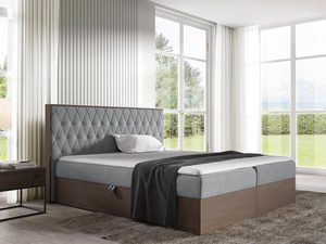 Miniaturka 3 - Grafitowe łóżko do sypialni z miękkim zagłówkiem i prostą formą