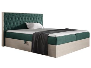 Miniaturka 1 - Zielone łóżko z miękkim zagłówkiem w stylu nowoczesnym do jasnej sypialni