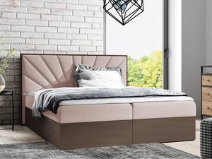 Miniaturka 7 - Jasnoróżowe łóżko z ozdobnym tapicerowaniem i niskim zagłówkiem